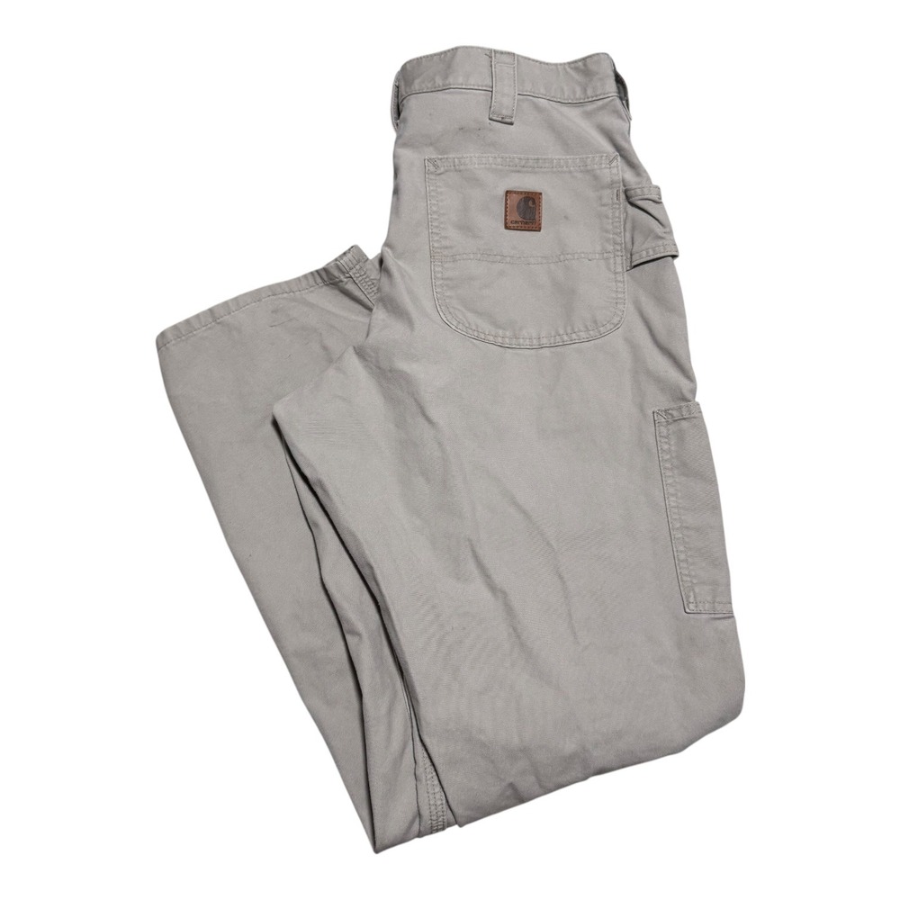 Carhartt B151 Tan Canvas Straight Leg Work Pants Men's 34x32 (Fits 33x30) FLAWS